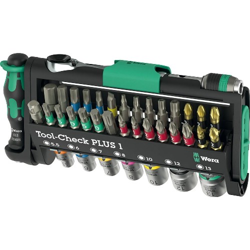 Bits- og pipenøkkelsett 1/4" WERA Tool-Check Plus 1